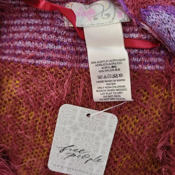 NWT Free People Purple Diamondback Fringe Kimono Cardigan OS - Picture 7 of 9